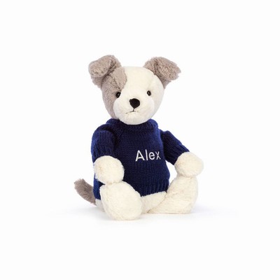Jellycat Bashful Terrier with Navy Jumper UK | 81235PLJX
